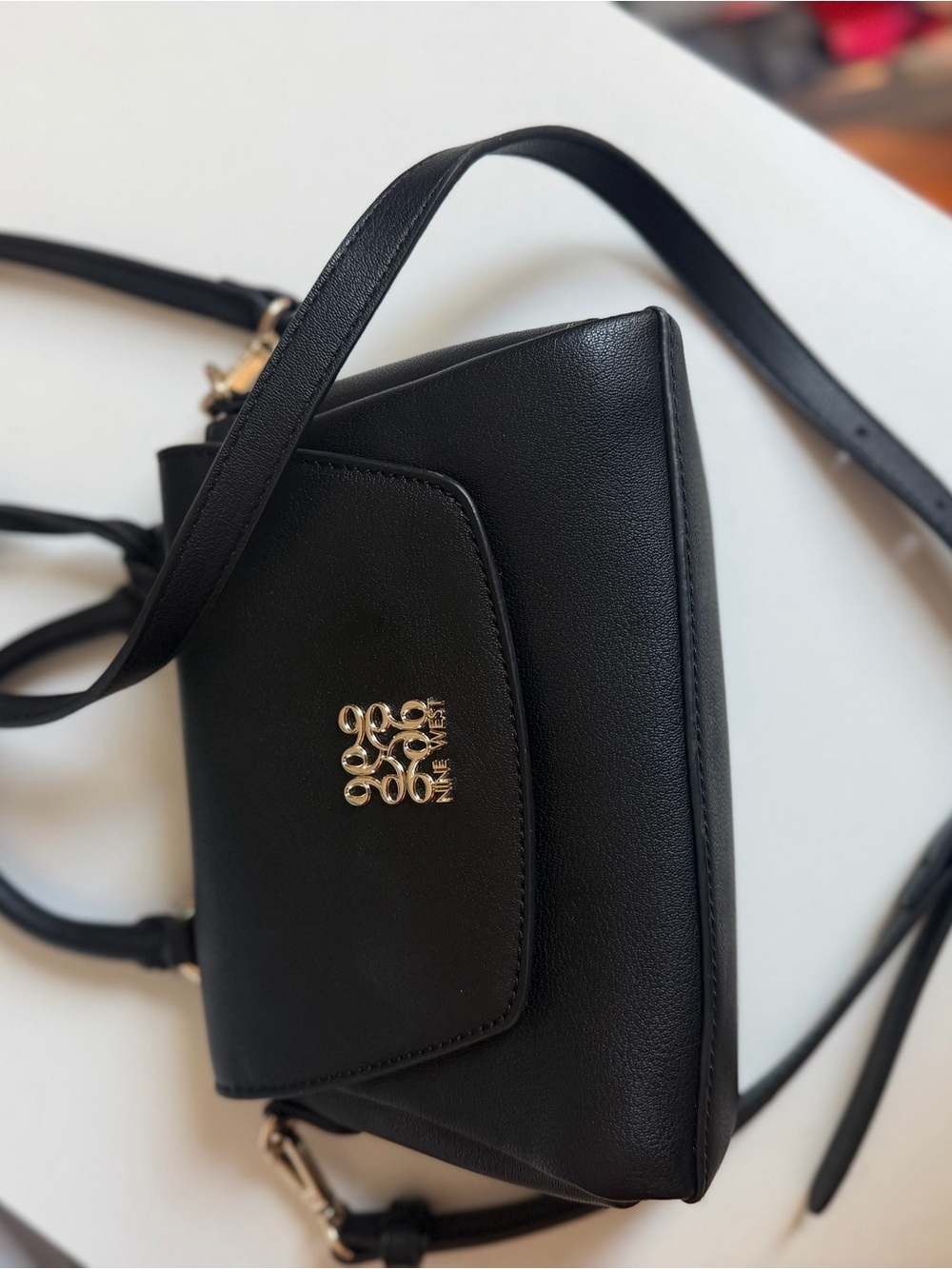 Nine West Small Black Crossbody Bag – Gold Hardware
